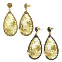 Zinc Alloy Rhinestone Drop Earring, with Rhinestone Clay Pave, Teardrop, for woman 63mm 