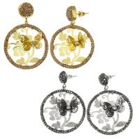 Zinc Alloy Rhinestone Drop Earring, with Rhinestone Clay Pave, plated, for woman 51mm 