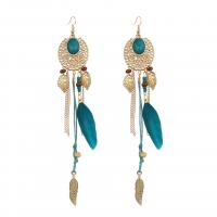 Fashion Feather Earring , Zinc Alloy, with Feather, gold color plated, for woman 