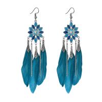 Fashion Feather Earring , Zinc Alloy, with Feather, silver color plated, for woman 