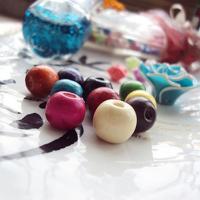 Perles en bois teints, Rond, DIY & normes différentes pour le choix, couleurs mélangées, Vendu par sac