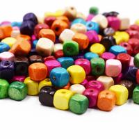 Dyed Wood Beads, Square, DIY mixed colors 