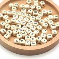 Wood Alphabet Beads, Square, DIY 