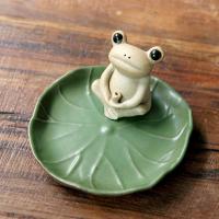 Porcelain Incense Seat, Frog, plated, for home and office & durable & Mini 