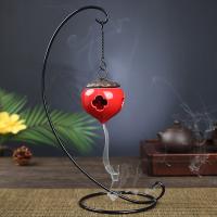 Porcelain Hanging Incense Burner, plated, for home and office & durable, red 