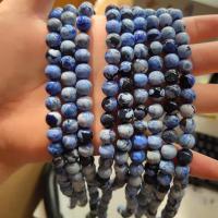 Natural Fire Agate Beads, Round, polished, DIY blue 