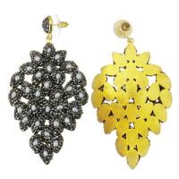 Rhinestone Drop Earring, Rhinestone Clay Pave, with Zinc Alloy, gold color plated, for woman & hollow, Jet, 81mm 