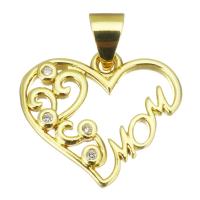 Cubic Zirconia Micro Pave Brass Pendant, gold color plated, for woman & hollow Approx 3.5mm 