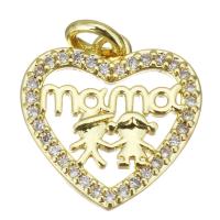 Cubic Zirconia Micro Pave Brass Pendant, gold color plated, for woman Approx 3mm 
