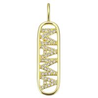 Cubic Zirconia Micro Pave Brass Pendant, gold color plated, micro pave cubic zirconia & hollow Approx 