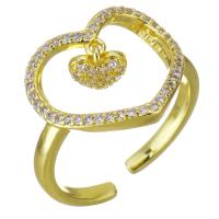 Cubic Zirconia Micro Pave Brass Finger Ring, gold color plated, micro pave cubic zirconia & hollow, 16mm, US Ring 