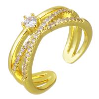 Cubic Zirconia Micro Pave Brass Finger Ring, gold color plated, micro pave cubic zirconia & hollow, 8mm, US Ring 