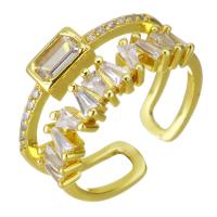 Cubic Zirconia Micro Pave Brass Finger Ring, gold color plated, micro pave cubic zirconia & hollow, 10mm, US Ring 