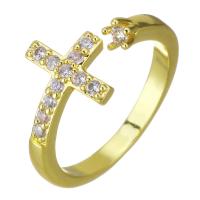Cubic Zirconia Micro Pave Brass Finger Ring, gold color plated, micro pave cubic zirconia, 9mm, US Ring 