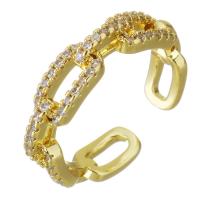 Cubic Zirconia Micro Pave Brass Finger Ring, gold color plated, micro pave cubic zirconia & hollow, 5mm, US Ring 
