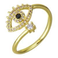 Cubic Zirconia Micro Pave Brass Finger Ring, gold color plated, micro pave cubic zirconia & hollow, 12mm, US Ring 