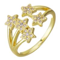 Cubic Zirconia Micro Pave Brass Finger Ring, gold color plated, micro pave cubic zirconia, 13, US Ring 