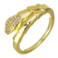 Cubic Zirconia Micro Pave Brass Finger Ring, Snake, gold color plated, micro pave cubic zirconia, 8mm, US Ring 