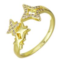 Cubic Zirconia Micro Pave Brass Finger Ring, gold color plated, micro pave cubic zirconia, 10mm, US Ring 