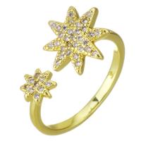 Cubic Zirconia Micro Pave Brass Finger Ring, gold color plated, micro pave cubic zirconia, 11mm, US Ring 
