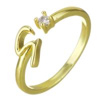 Cubic Zirconia Micro Pave Brass Finger Ring, gold color plated, micro pave cubic zirconia, 7mm, US Ring 