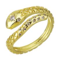 Cubic Zirconia Micro Pave Brass Finger Ring, Snake, gold color plated, micro pave cubic zirconia, 9mm, US Ring 