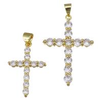 Cubic Zirconia Micro Pave Brass Pendant, Cross, fashion jewelry & for woman 