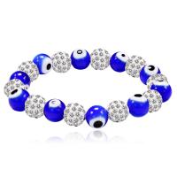 Lampwork Bracelets, with Rhinestone, Round, polished, for woman 8mm .8897 Inch 
