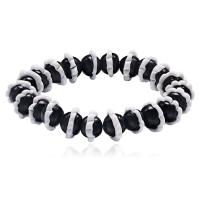 Glass Jewelry Beads Bracelets, Round, polished, for woman, black .087 Inch 
