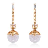 Rhinestone Brass Drop Earring, with Glass & Rhinestone, gold color plated, for woman, gold, 52mm 
