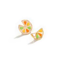Enamel Zinc Alloy Stud Earring, with enamel, gold color plated, DIY, multi-colored 