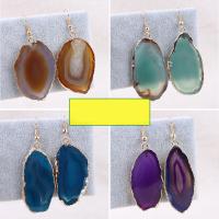 Agate Drop Earring, with Brass, irregular, gold color plated, for woman 25-45mm 
