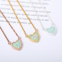 Gemstone Necklaces, Brass, with Stainless Steel, Heart, plated, fashion jewelry & for woman 38+7cm 