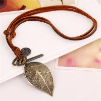 PU Leather Cord Necklace, Zinc Alloy, with PU Leather, Adjustable & fashion jewelry & handmade & Unisex, brown, 65-70cmuff0c0.4cm 