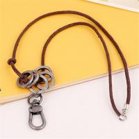 PU Leather Cord Necklace, Zinc Alloy, with PU Leather, Adjustable & fashion jewelry & handmade & Unisex, 35-40cm*2,0.4cm 