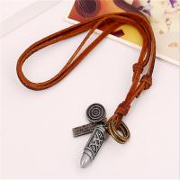 PU Leather Cord Necklace, Zinc Alloy, with PU Leather, Adjustable & fashion jewelry & handmade & Unisex 20-40cm 