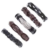 PU Leather Cord Bracelets, Zinc Alloy, with PU Leather, Adjustable & fashion jewelry & handmade & Unisex 17-18cmuff0c6cm 