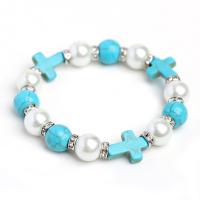 Bracelets de perles en turquoises, turquoise, avec perle & strass, vernis au four, plus de couleurs à choisir, 1cmuff0c Vendu par PC