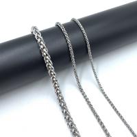 Collar de cadena de acero inoxidable, chapado, plateado, longitud:50 cm, Vendido por UD
