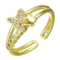 Cubic Zirconia Micro Pave Brass Finger Ring, gold color plated, micro pave cubic zirconia & hollow, 8mm, US Ring 