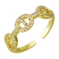 Cubic Zirconia Micro Pave Brass Finger Ring, gold color plated, micro pave cubic zirconia & hollow, 5.5mm, US Ring 