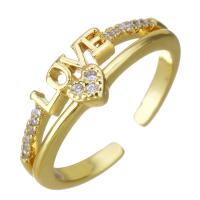 Cubic Zirconia Micro Pave Brass Finger Ring, gold color plated, micro pave cubic zirconia & hollow, 6mm, US Ring 