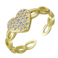 Cubic Zirconia Micro Pave Brass Finger Ring, gold color plated, micro pave cubic zirconia & hollow, 7.5mm, US Ring 