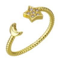 Cubic Zirconia Micro Pave Brass Finger Ring, gold color plated, micro pave cubic zirconia & hollow, 6.5mm, US Ring 