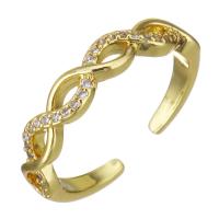 Cubic Zirconia Micro Pave Brass Finger Ring, fashion jewelry & micro pave cubic zirconia & for woman, gold, 4mm 