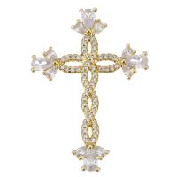 Cubic Zirconia Micro Pave Brass Pendant, Cross, fashion jewelry & micro pave cubic zirconia & for woman, gold Approx 2mm 