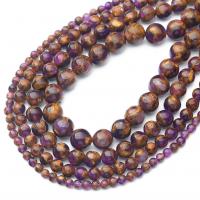Silber vergoldet Cloisonne Perlen, Cloisonné, rund, poliert, DIY & verschiedene Größen vorhanden, violett, verkauft von Strang
