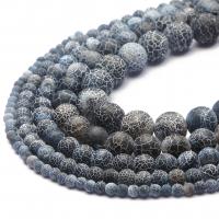Natürliche Effloresce Achat Perlen, Auswitterung Achat, rund, poliert, DIY & verschiedene Größen vorhanden, schwarz, verkauft von Strang