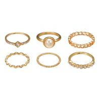 Zinc Alloy Ring Set, finger ring, plated, 6 pieces, golden, 1.6cmuff0c1.7cmuff0c1.8cmuff0c2cm 