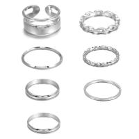 Zinc Set anillo de aleación, aleación de zinc, anillo de dedo, 7 piezas, más colores para la opción, 1.4cm,1.5cm,1.6cm,1.7cm,1.9cm, Vendido por Set
